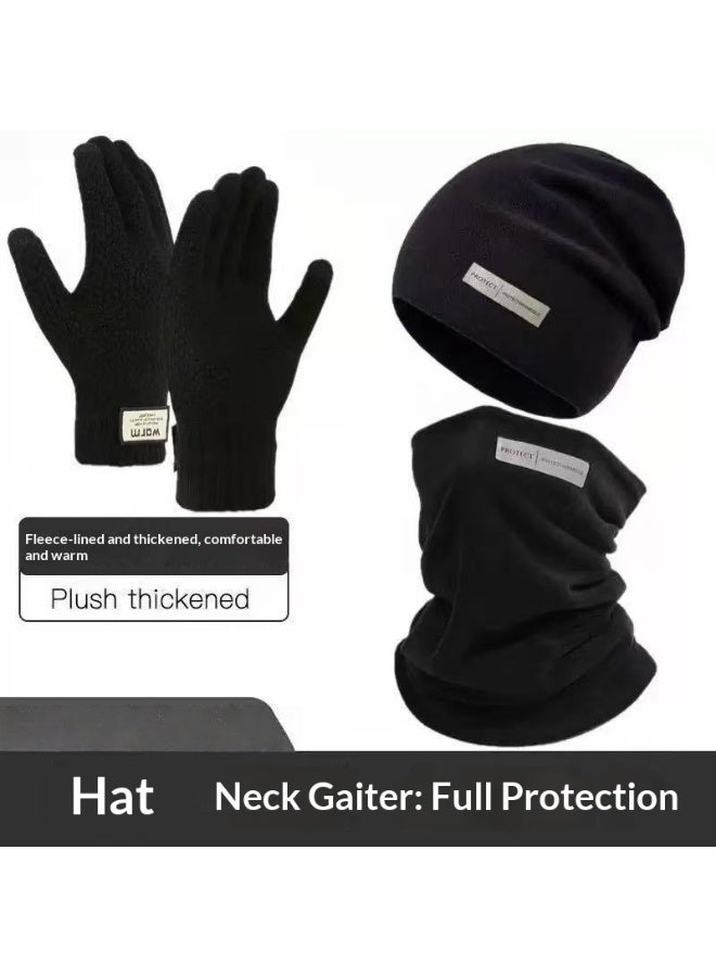 Protect Winter Hat Scarf Gloves Sets - Soft Knitted Neck Warmer Fleece Liner Warm Beanie Cap Touchscreen Gloves for Men Women - Image 1